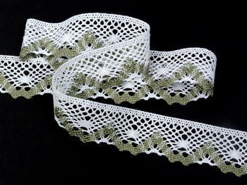 Bobbin lace No. 75261 white/dark linen | 30 m - 1