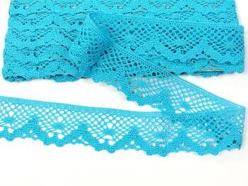Cotton bobbin lace 75261, width 40 mm, turquoise - 1