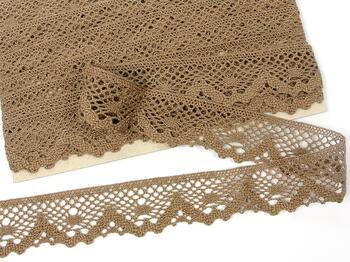 Cotton bobbin lace 75261, width 40 mm, dark beige - 1