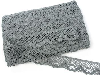 Cotton bobbin lace 75261, width 40 mm, gray - 1