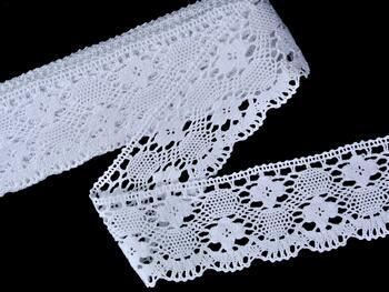 Cotton bobbin lace 75262, width 80 mm, white - 1