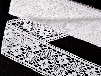 Cotton bobbin lace insert 75263, width 74 mm, white - 1