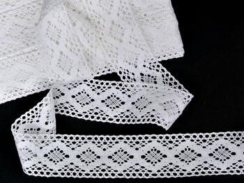 Cotton bobbin lace insert 75264, width 43 mm, white - 1