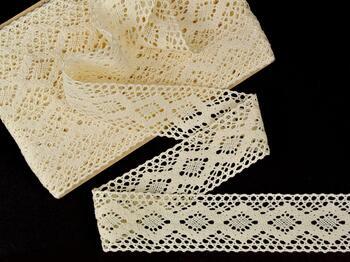 Cotton bobbin lace insert 75264, width 43 mm, ecru - 1