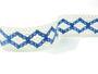 Cotton bobbin lace insert 75264, width 43 mm, ivory/sky blue - 1/5
