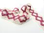 Cotton bobbin lace insert 75264, width 43 mm, ivory/pink - 1/5