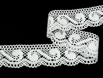 Cotton bobbin lace 75267, width 43 mm, white - 1