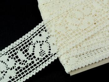 Cotton bobbin lace insert 75269, width 53 mm, ivory - 1