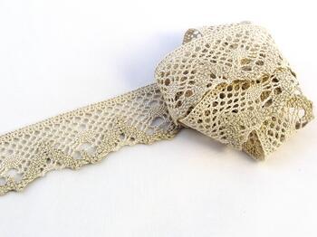 Cotton bobbin lace 75261, width 40 mm, light linen gray