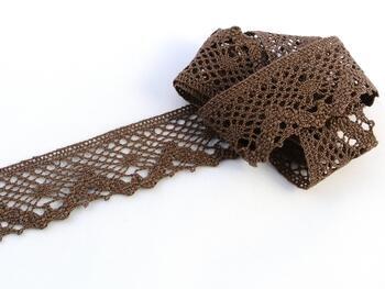 Cotton bobbin lace 75261, width 40 mm, light brown