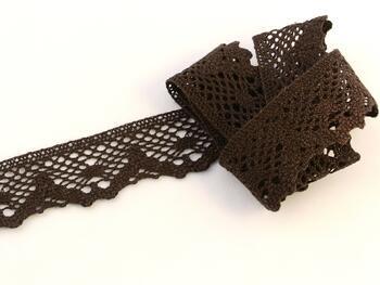 Cotton bobbin lace 75261, width 40 mm, dark brown