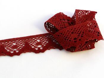 Cotton bobbin lace 75261, width 40 mm, cranberry - 1