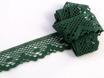 Cotton bobbin lace 75261, width 40 mm, dark green - 1
