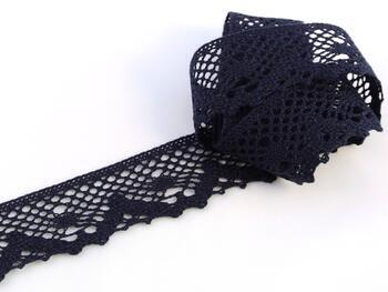 Cotton bobbin lace 75261, width 40 mm, black blue - 1