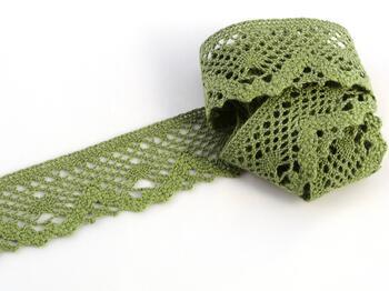 Cotton bobbin lace 75261, width 40 mm, green olive - 1