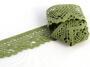 Cotton bobbin lace 75261, width 40 mm, green olive - 1/2