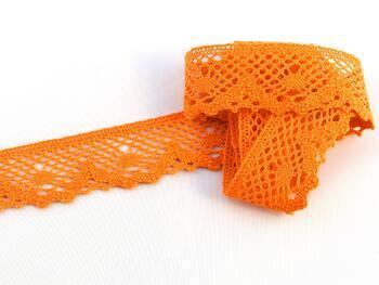 Cotton bobbin lace 75261, width 40 mm, rich orange - 1