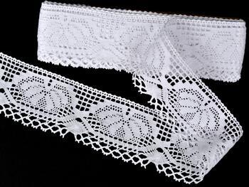 Cotton bobbin lace 75272, width 68 mm, white - 1