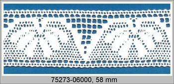 Cotton bobbin lace insert 75273, width 58 mm, white