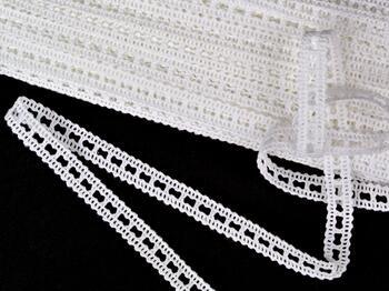 Cotton bobbin lace insert 75279, width 13 mm, white - 1