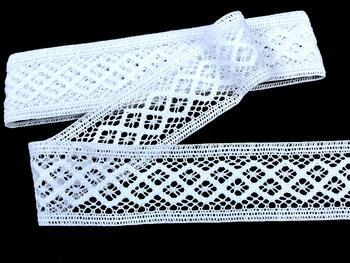 Cotton bobbin lace insert 75283, width 53 mm, white - 1