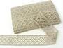 Cotton bobbin lace insert 75283, width 53 mm, light linen gray - 1/5