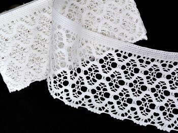 Cotton bobbin lace 75289, width 120 mm, white - 1