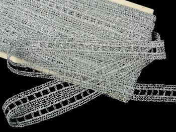 Metalic bobbin lace insert 75281, width 18 mm, Lurex silver - 1