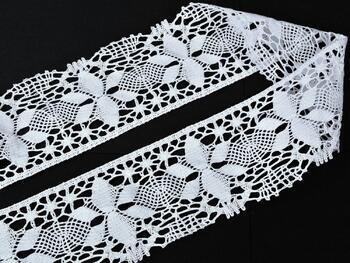 Cotton bobbin lace 75290, width 85 mm, white - 1