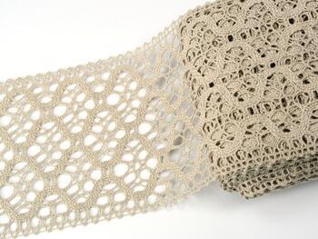 Cotton bobbin lace insert 75291, width 30 mm, light linen gray - 1