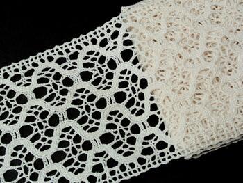 Cotton bobbin lace insert 75291, width 30 mm, ivory - 1