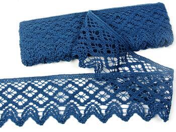 Cotton bobbin lace 75293, width 68 mm, ocean blue - 1