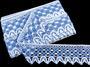 Cotton bobbin lace 75293, width 68 mm, white/sky blue - 1/4