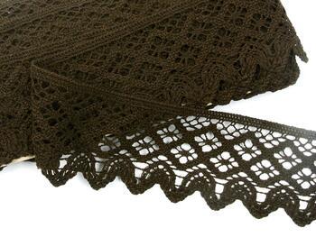 Cotton bobbin lace 75293, width 68 mm, dark brown - 1