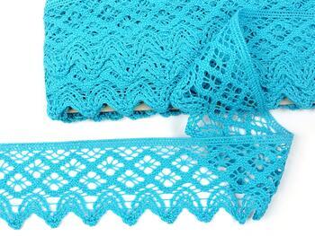 Cotton bobbin lace 75293, width 68 mm, turquoise - 1