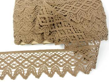 Cotton bobbin lace 75293, width 68 mm, dark beige - 1