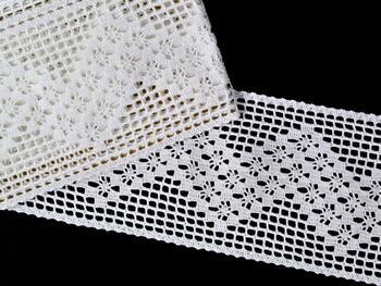 Cotton bobbin lace insert 75299, width 128 mm, white - 1
