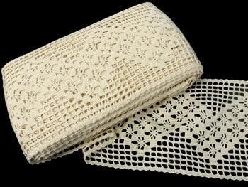 Cotton bobbin lace insert 75299, width 128 mm, ecru - 1