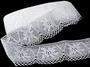 Cotton bobbin lace 75112, width 80 mm, white - 1/4