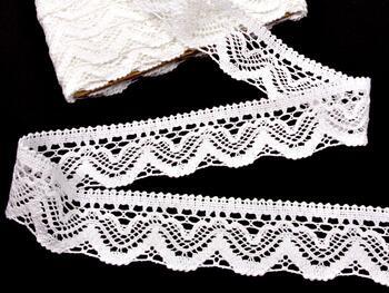 Cotton bobbin lace 75301, width 58 mm, white - 1