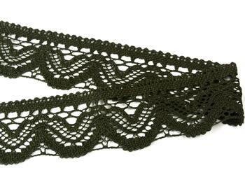 Cotton bobbin lace 75301, width 58 mm, dark olive - 1