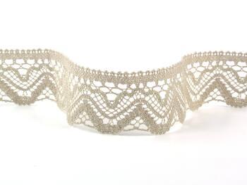 Cotton bobbin lace 75301, width 58 mm, light linen gray - 1