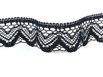 Cotton bobbin lace 75301, width 58 mm, black - 1