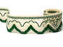 Cotton bobbin lace 75301, width 58 mm, ecru/dark green - 1/4