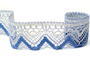 Cotton bobbin lace 75301, width 58 mm, light blue/light cream/sky blue - 1/4