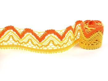 Cotton bobbin lace 75301, width 58 mm, yellow/dark yellow/rich orange - 1