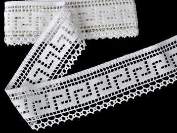 Cotton bobbin lace 75303, width 75 mm, white - 1