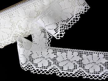 Cotton bobbin lace 75304, width 69 mm, white - 1