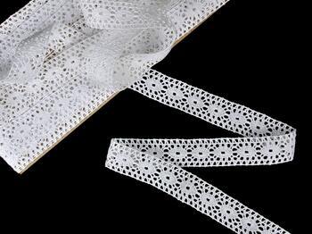 Cotton bobbin lace insert 75305, width 18 mm, white - 1