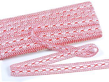 Cotton bobbin lace insert 75305, width 18 mm, white/red - 1